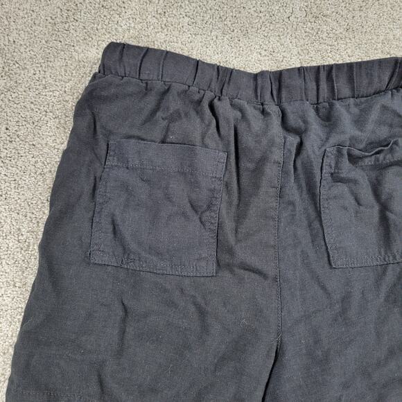 Briggs Womens Shorts Large Black Linen Blend Drawstring Elastic Waist Pull On - Picture 3 of 12